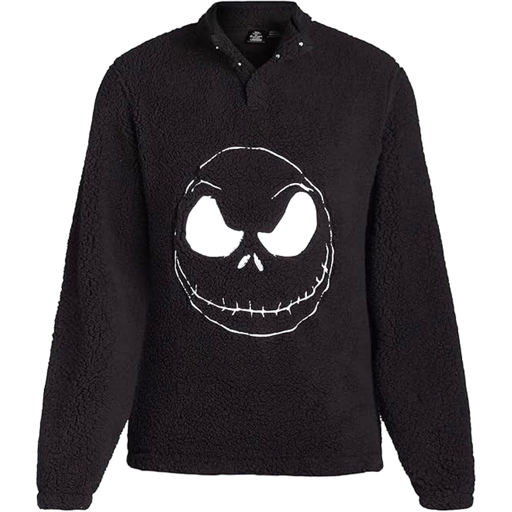 Mad Engine Disney Nightmare Before Christmas Black Fuzzy Pullover Jacket Large